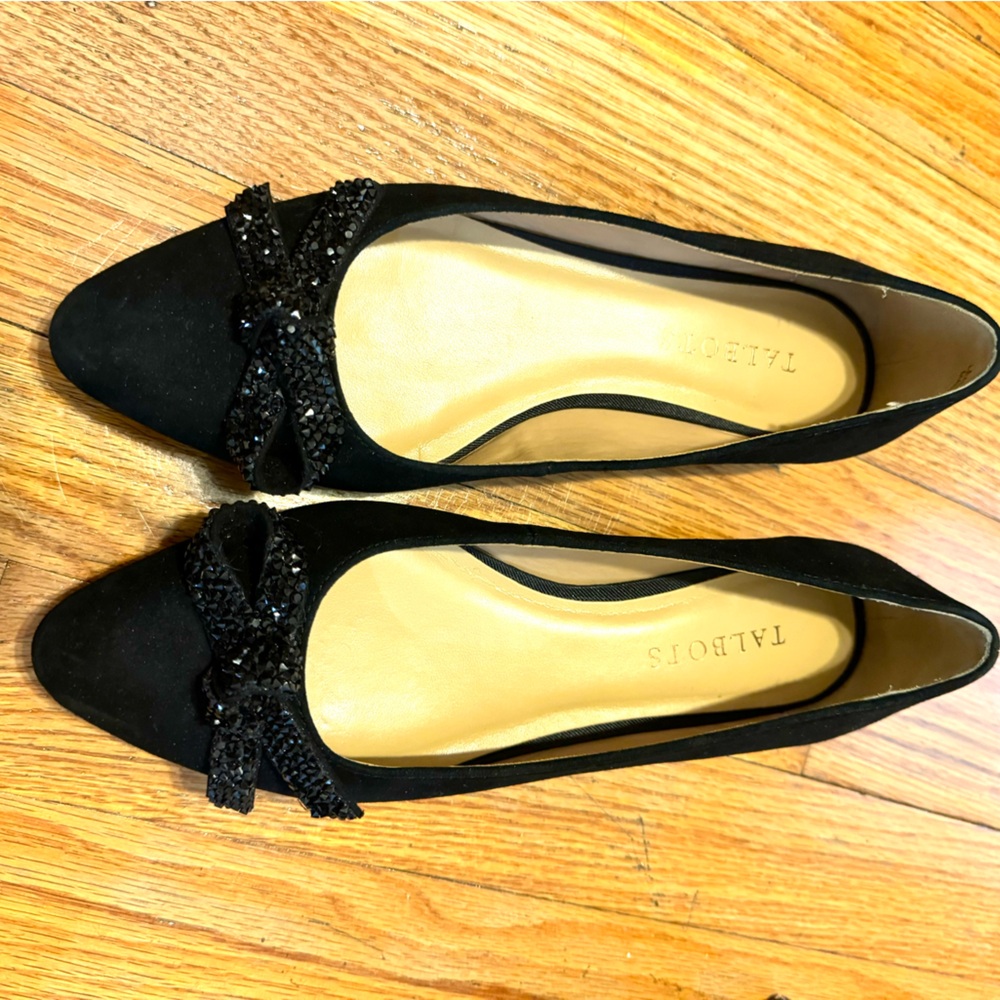 Talbots Edison Knot Flats Black suede 6.5